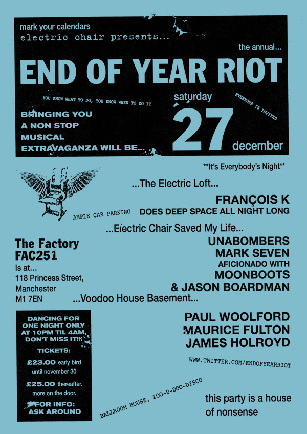 Electric Chair's End of Year Riot ft. Francois K, Unabombers, Paul