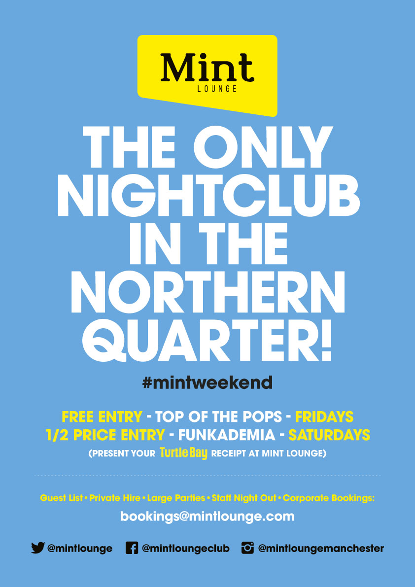 Free club entry Mint Lounge weekend offer with Turtle Bay Manchester