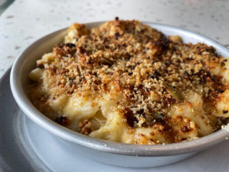 Macaroni cheese with a pumpkin seed crust (£8) at Open Kitchen Manchester by Ruth Allan Manchester Wire