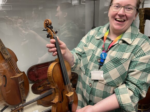 A Stradivarius violin dating back over 400 years and worth over 1m in the Royal Northern College of Music (RNCM) in Manchester's Collection of Historic Musical Instruments