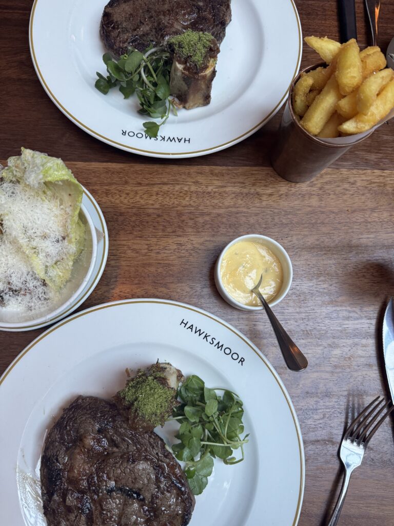 Longhorn Ribeye steak as part of Hawksmoor Manchester's 20th Anniversary Menu
